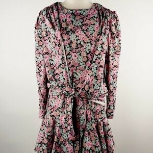 VTG TF usa Floral Dress Ruffled Tied Front Dress